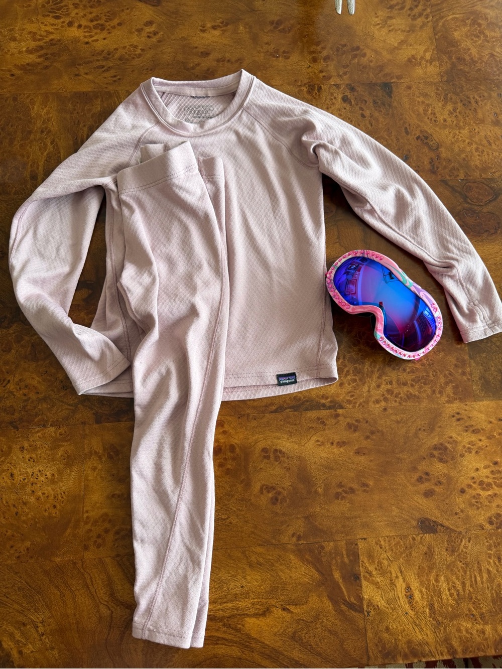 Patagonia Girls Thermal Long Underwear, Sz 5-6 + Bling 2.0 Child Ski Goggles